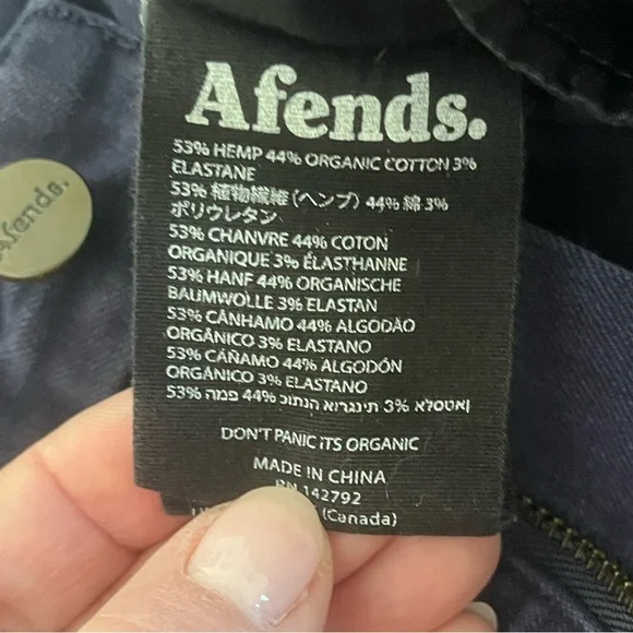 Afends Shelby Blue Wide Leg Hemp Revolution Pants Hemp Organic Cotton Size 24 - Picture 7 of 8